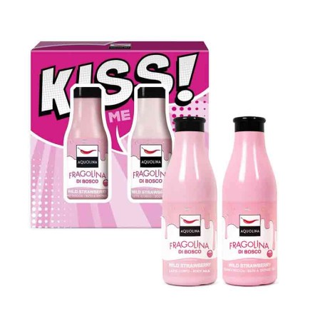 Confezione KISS ME Bagnodoccia+Latte Corpo Fragolina di Bosco AQUOLINA
