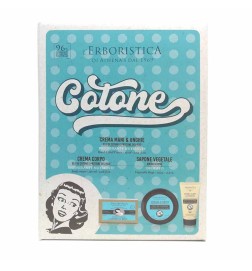Confezione Regalo COTONE Vintage con Crema Mani&Unghie 75ml + Crema Corpo 150ml + Sapone Vegetale L'ERBORISTICA