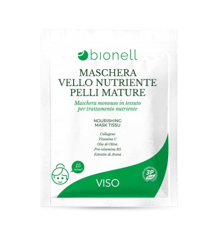 Maschera Viso monouso Nutriente per pelli mature con Collagene e Vitamina C da 30g BIONELL