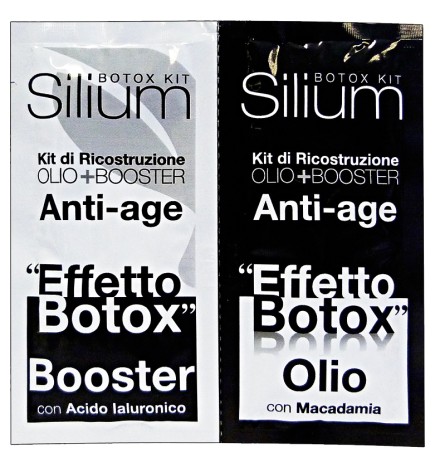 Kit ricostruzione Effetto Botox con Macadamia e Acido Ialuronico Olio+Booster 12mlx2 SILIUM